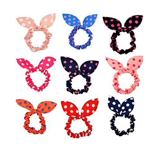 LOVEF 20 PCS Girls Rabbit Ear Hair Tie Bands Ropes Ponytail Holder (20PCS Rabbit Ear) - Image 1