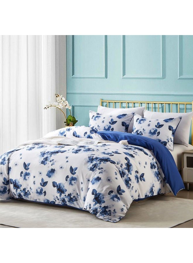 Cupocupa Duvet Cover King Size Set Boho Floral Pattern King Duvet Cover Set for King Size Bed Vintage Soft Bedding Leaf Print Duvet Cover with Pillowcases - Image 1
