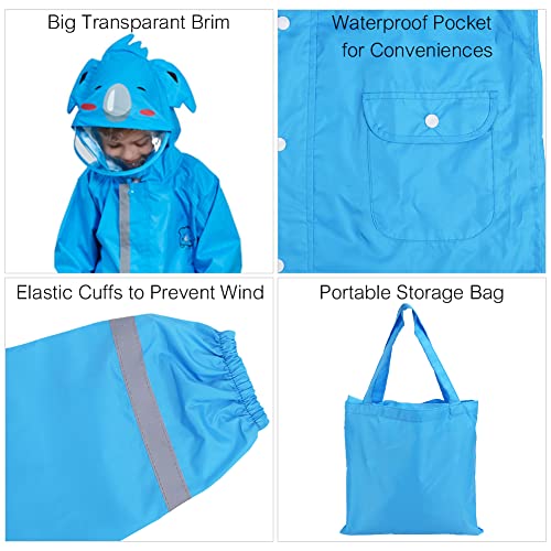 SSAWcasa Rain Poncho Kids with Hood, Toddler Boys Rain Jacket Coat Girls, Waterproof Children Baby Raincoat Rainwear Gear Outerwear - Image 4