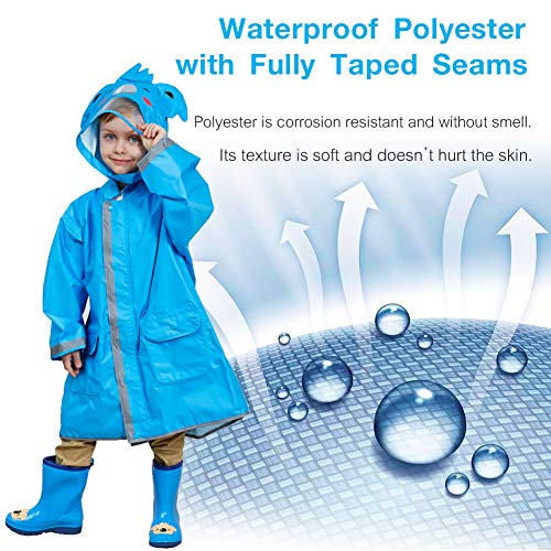 SSAWcasa Rain Poncho Kids with Hood, Toddler Boys Rain Jacket Coat Girls, Waterproof Children Baby Raincoat Rainwear Gear Outerwear - Image 2
