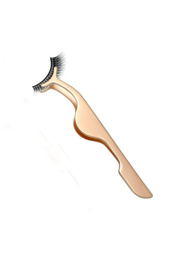 EIAKE False Eyelashes Applicator Tool Eyelash Extension Tweezers Remover Clip Tweezers Nipper (Golden) - Image 1