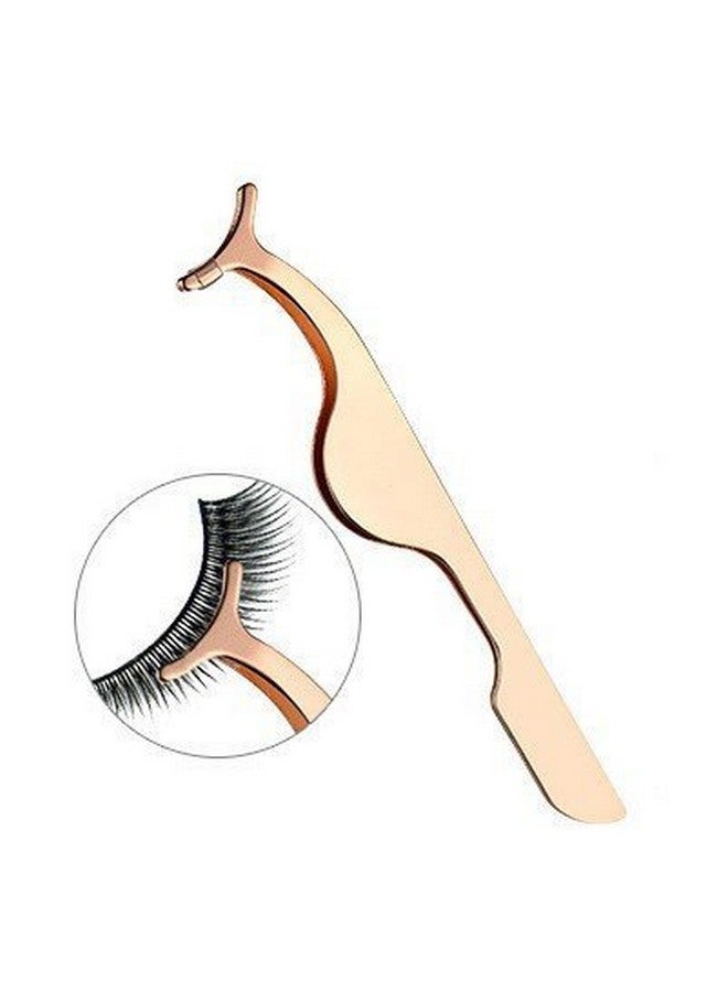 EIAKE False Eyelashes Applicator Tool Eyelash Extension Tweezers Remover Clip Tweezers Nipper (Golden) - Image 4