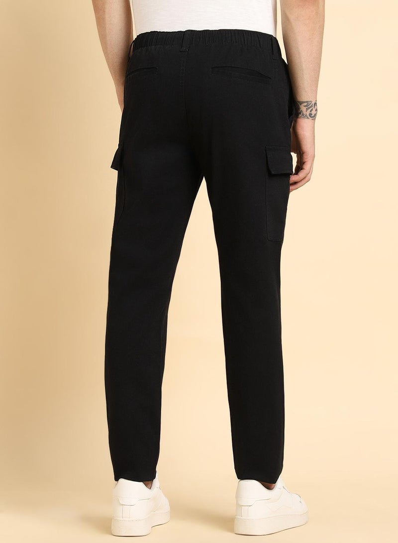 Dennis Lingo Black Slim Fit Cargo Pants for Men - Cotton Lycra, Full Length, Mid Rise, Casual  - Image 5