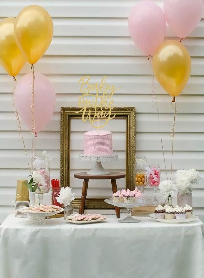 AHAORAY Baby On The Way Cake Topper - Gold Glitter Baby Shower/Gender Reveal Party/Birthday Party Cake Decoration Supplies for Photo Booth Props - Image 5