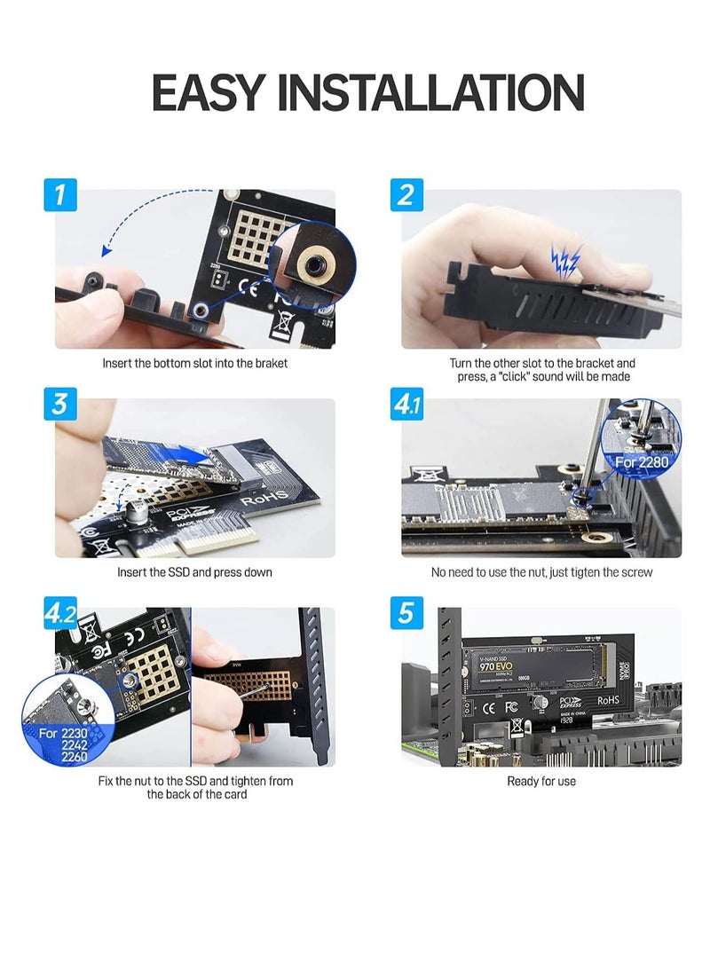 جيي محول JEYI M.2 NVMe SSD إلى PCIe X1 – بطاقة توسعة PCIe 3.0/4.0، سرعة 16Gbps، لأجهزة الكمبيوتر المكتبية، يدعم SSD بحجم 2280 (SK1) - Image 3