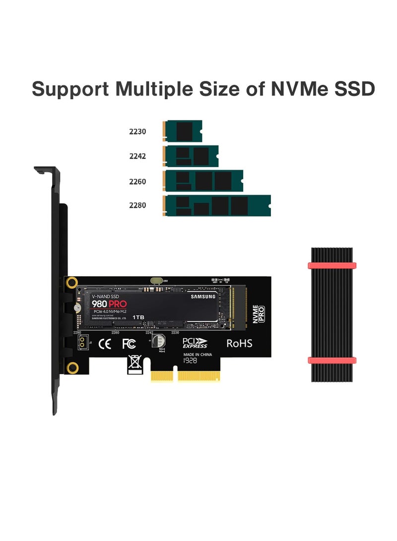 جيي محول JEYI M.2 NVMe SSD إلى PCIe X1 – بطاقة توسعة PCIe 3.0/4.0، سرعة 16Gbps، لأجهزة الكمبيوتر المكتبية، يدعم SSD بحجم 2280 (SK1) - Image 2