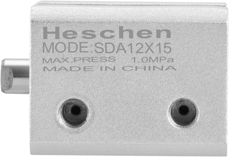 Heschen Pneumatic Compact Aluminum Air Cylinder, SDA 12-15, Bore 12mm, Stroke 15mm, M5 Port Size, Double Acting - Image 4