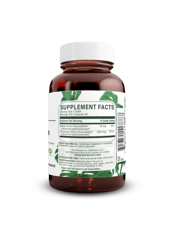 Natural Nutra Gtf Chromium Polynicotinate With Chromemate® 200 Mcg 60 Vegan Tablets - Image 3
