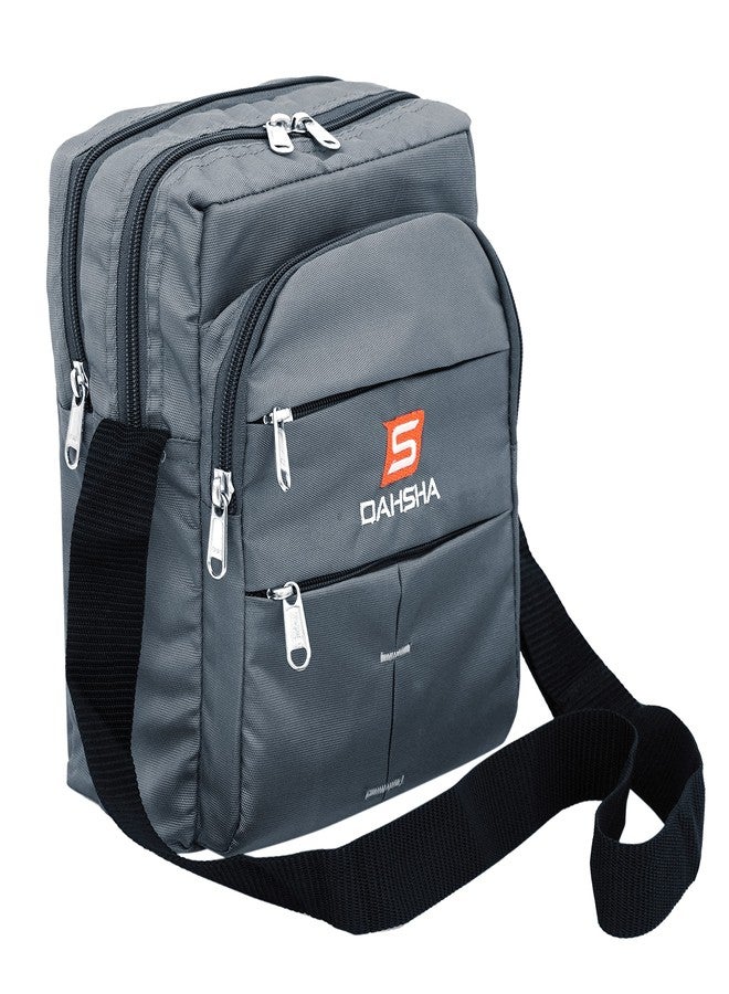 DAHSHA Nylon Stylish Small Multi-Pocket Sling Cross Body Travel Office Business Messenger One Side Bag for Men & Women (Grey, 25 x 10 x 20 CM) - Image 1