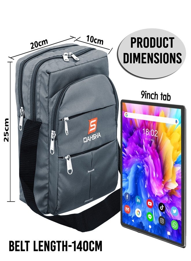 DAHSHA Nylon Stylish Small Multi-Pocket Sling Cross Body Travel Office Business Messenger One Side Bag for Men & Women (Grey, 25 x 10 x 20 CM) - Image 2