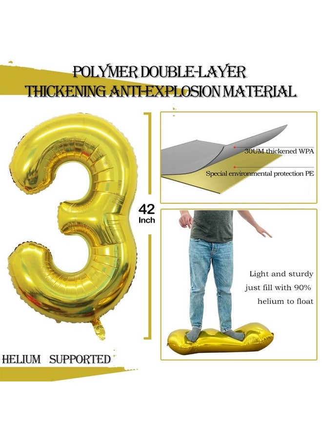GOER Number 30 Balloons For 30Th Birthday Party Decorations,42 Inch Jumbo Foil Helium Balloons For 30Th Anniversary (Gold)  - Image 2
