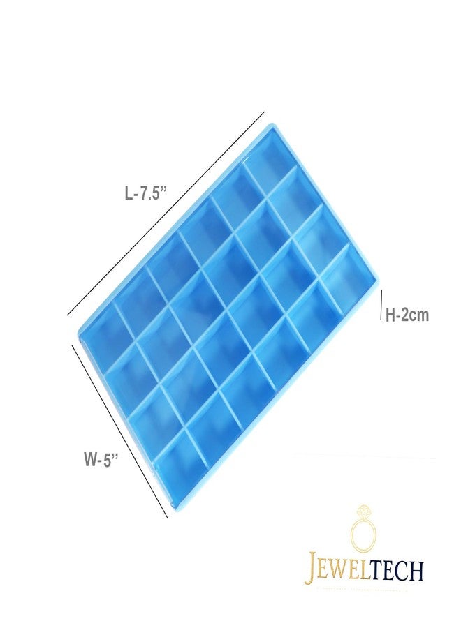 JEWELTECH صندوق تخزين بلاستيكي من جيولتك، مزود بـ 24 قسمًا - 19×13×2 سم، منظم للخرز والأحجار ومستلزمات صناعة المجوهرات والبراغي والحبوب ومستلزمات الحرف اليدوية - لون أزرق، خفيف الوزن ومتين - Image 4