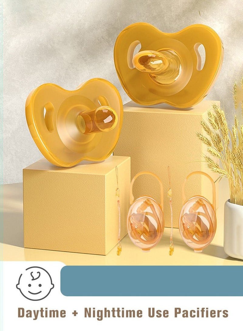 2 PCS Baby Silicone Pacifiers With Holder And Storage Box, Newborn Daily & Night Use Pacifier, Teething Toys For Newborn 0-36 Month - Image 1