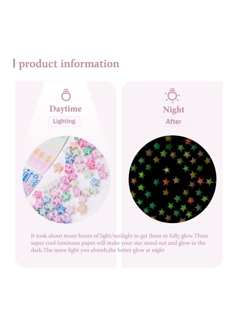 null - Origami Star Paper Strips,  210 Sheets Heart-Pattern Paper, Lucky Stars Decoration Papers for Kids DIY Handmade Crafts, School Folding Star Teaching 10 Colors. Glows in The Dark Paper - Image 1