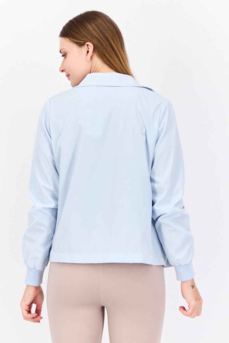 Lyle & Scott Women Embroidered Logo Jacket Shirt, Light Blue  - Image 3