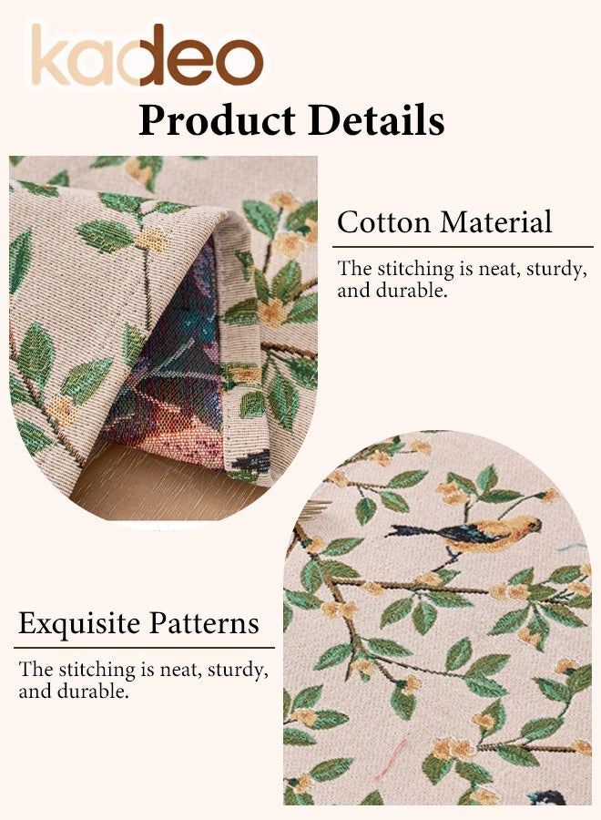 kadeo Table Runner with Tassels, Tree Bird Flower Vintage Jacquard Embroidery Pattern, Kitchen Dining Table Decoration, Table Cover for Party, Dinner, Wedding, Kitchen Decoration 30*220CM - Image 3