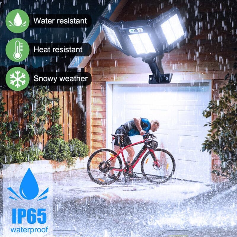TRIVYOM Solar Street Light for Motion Sensor 3 Heads 270 Wide Angle Solar Powered Flood 3 Modes Light for Yard Fence Garages LED Lights with Remote 1Pcs Black - Image 5