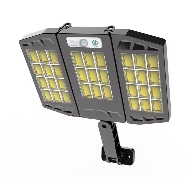 TRIVYOM Solar Street Light for Motion Sensor 3 Heads 270 Wide Angle Solar Powered Flood 3 Modes Light for Yard Fence Garages LED Lights with Remote 1Pcs Black - Image 1
