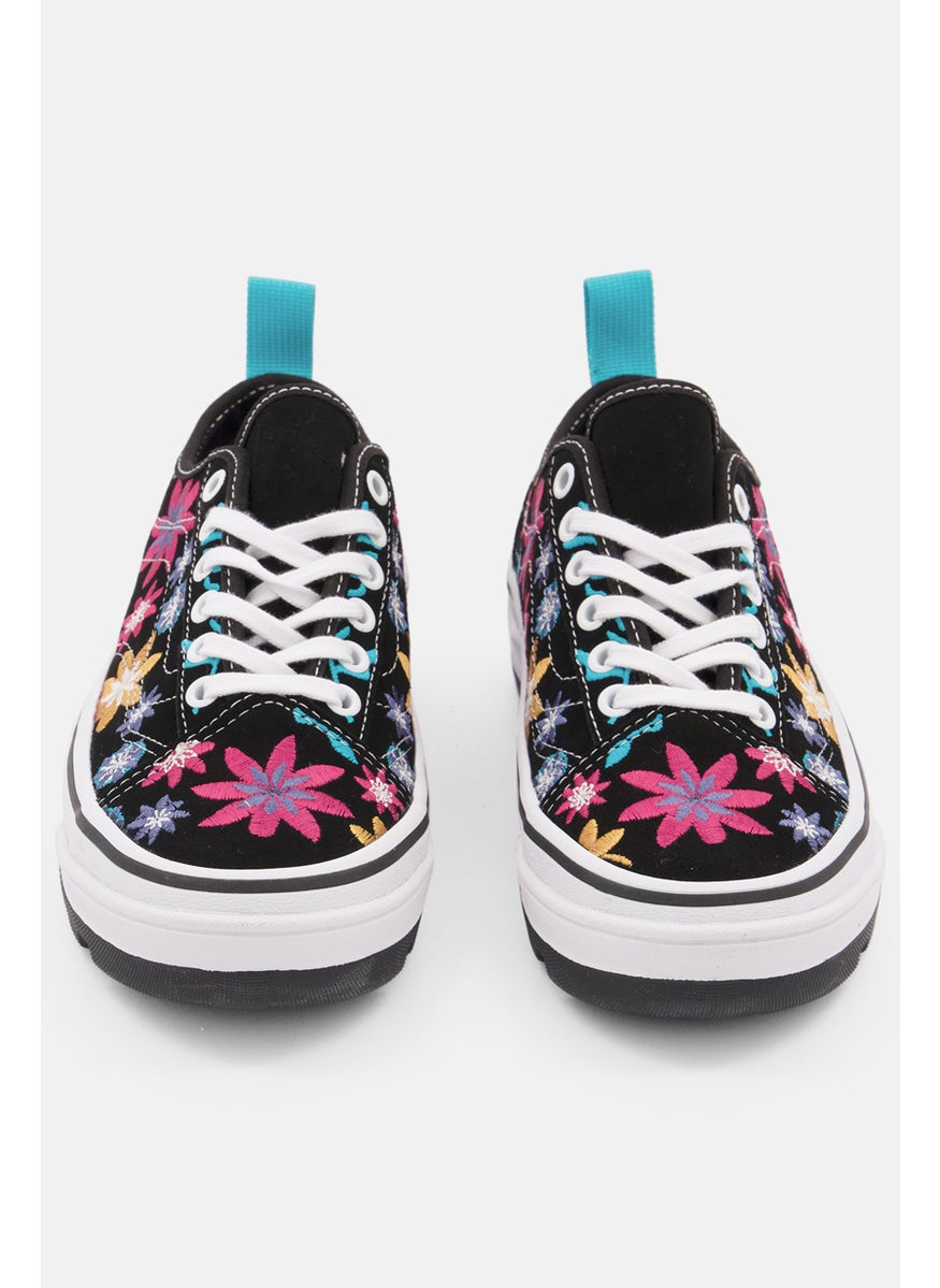 VANS Women Sentry Old Sko Embroidered Lace Up Casual Shoes, Black Combo  - Image 4