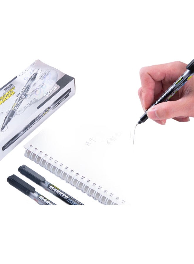 Truecolor Double-Ended Marker Pen For Primary School Students Drawing Based Thick And Thin Two Ends Outlining Quick-Drying Waterproof Oil-Proof Non-Fading Construction Site Marking - Image 1