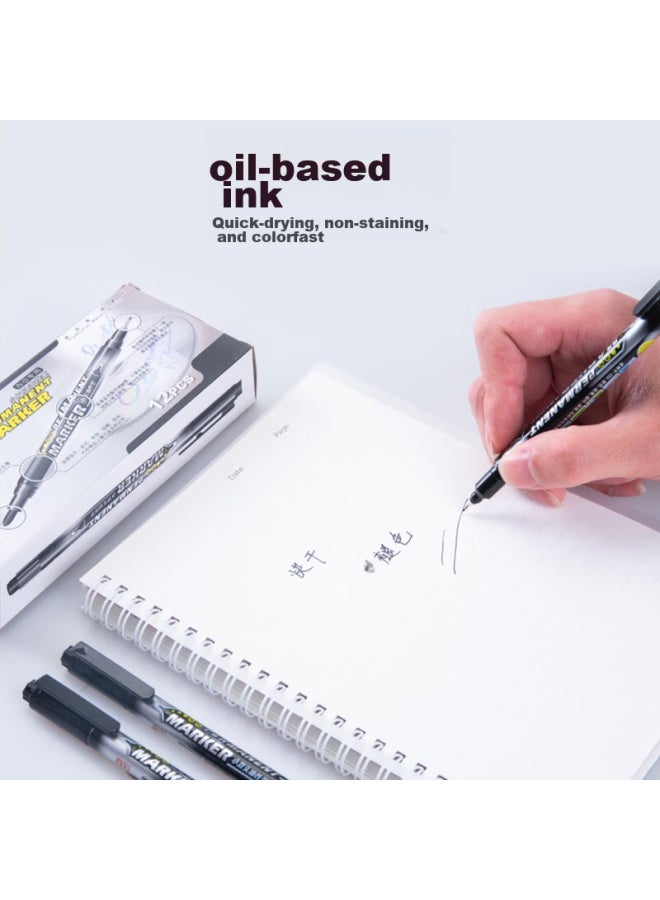 ترو كولور Truecolor قلم ماركر مزدوج الرأس لتلاميذ المدارس الابتدائية للرسم، سميك ورفيع من الطرفين، لتحديد الخطوط، سريع الجفاف، مقاوم للماء، مقاوم للزيت، لا يبهت، لتحديد مواقع البناء - Image 2