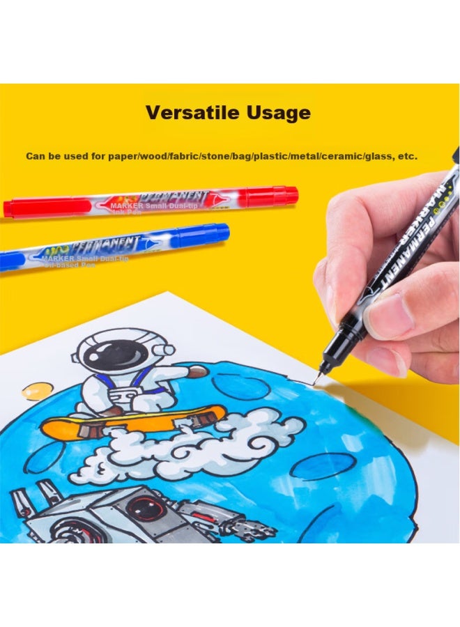 ترو كولور Truecolor قلم ماركر مزدوج الرأس لتلاميذ المدارس الابتدائية للرسم، سميك ورفيع من الطرفين، لتحديد الخطوط، سريع الجفاف، مقاوم للماء، مقاوم للزيت، لا يبهت، لتحديد مواقع البناء - Image 4