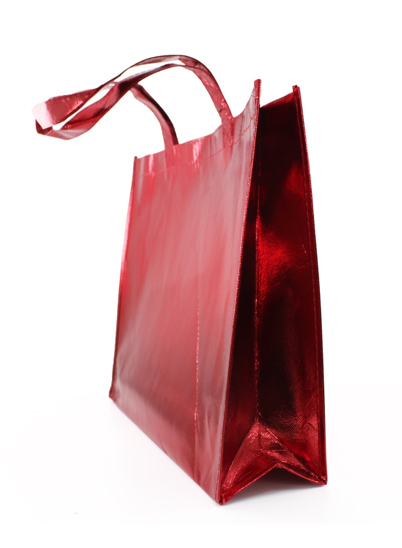 بارتي فن حقيبة بقالة من القماش غير المنسوج قابلة لإعادة الاستخدام مع مقبض - 40x12x32 سم باللون الأحمر - Image 1