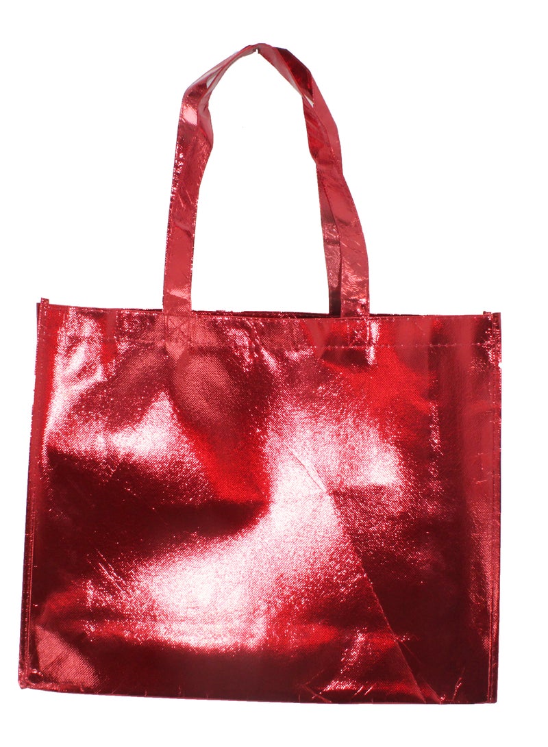 بارتي فن حقيبة بقالة من القماش غير المنسوج قابلة لإعادة الاستخدام مع مقبض - 40x12x32 سم باللون الأحمر - Image 2