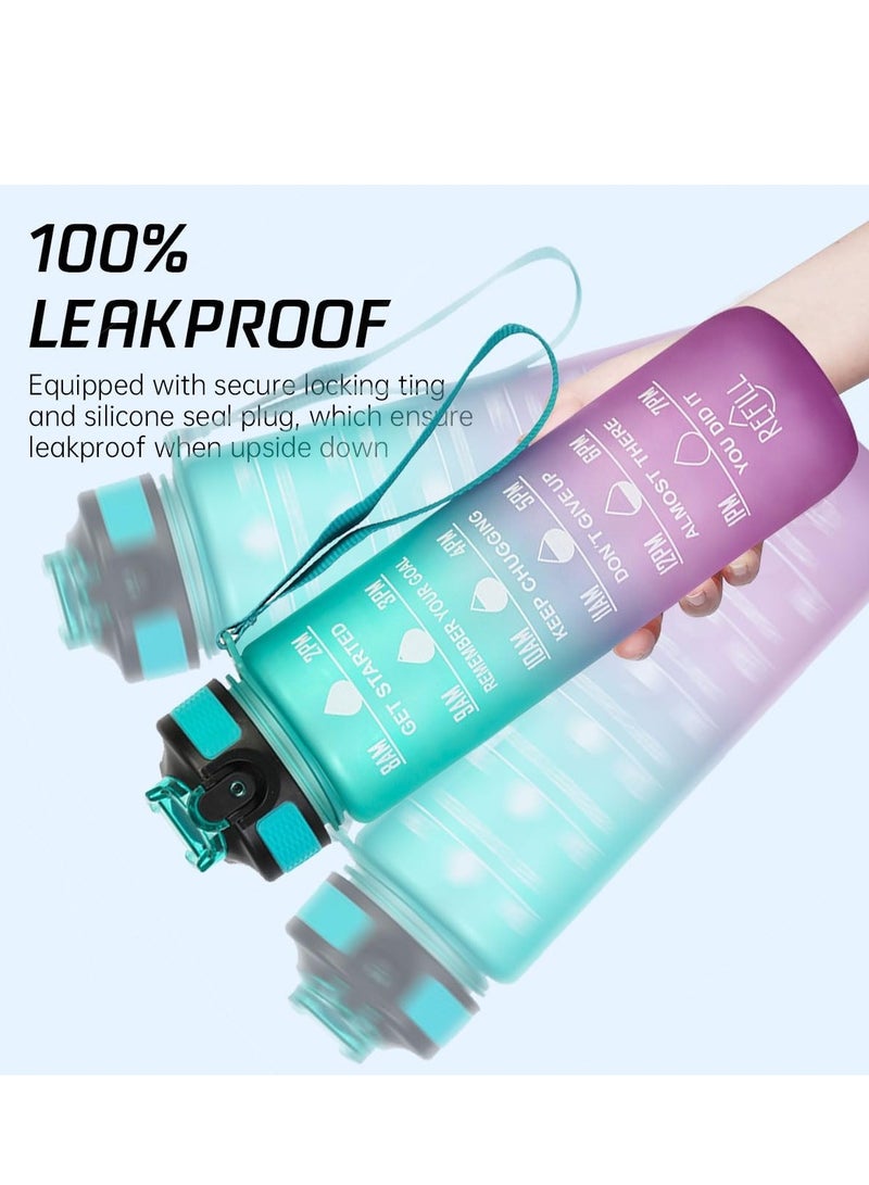 ECVV زجاجة مياه تحفيزية ECVV® سعة 35 أوقية/1 لتر مع مؤشر زمني وعبارة تشجيعية - خالية من BPA، مانعة للتسرب بفم واسع، تقنية تدفق سريع، مثالية للترطيب اليومي (أخضر بنفسجي) - Image 4