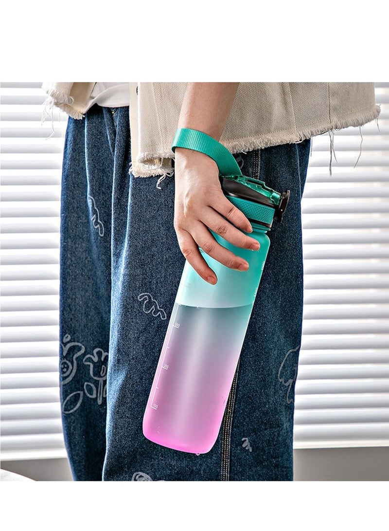 ECVV زجاجة مياه تحفيزية ECVV® سعة 35 أوقية/1 لتر مع مؤشر زمني وعبارة تشجيعية - خالية من BPA، مانعة للتسرب بفم واسع، تقنية تدفق سريع، مثالية للترطيب اليومي (أخضر بنفسجي) - Image 5