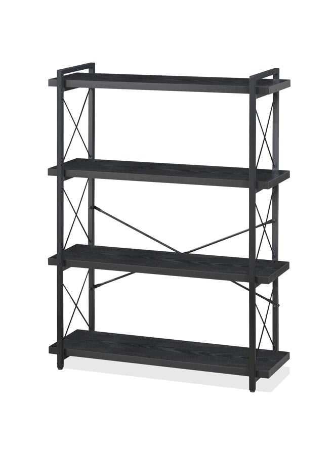 HCHQHS Bookshelf, 4-Tier Industrial Bookcase, Black Open Book Shelf, Freestanding Tall Bookshelves with Metal Frame - Image 1