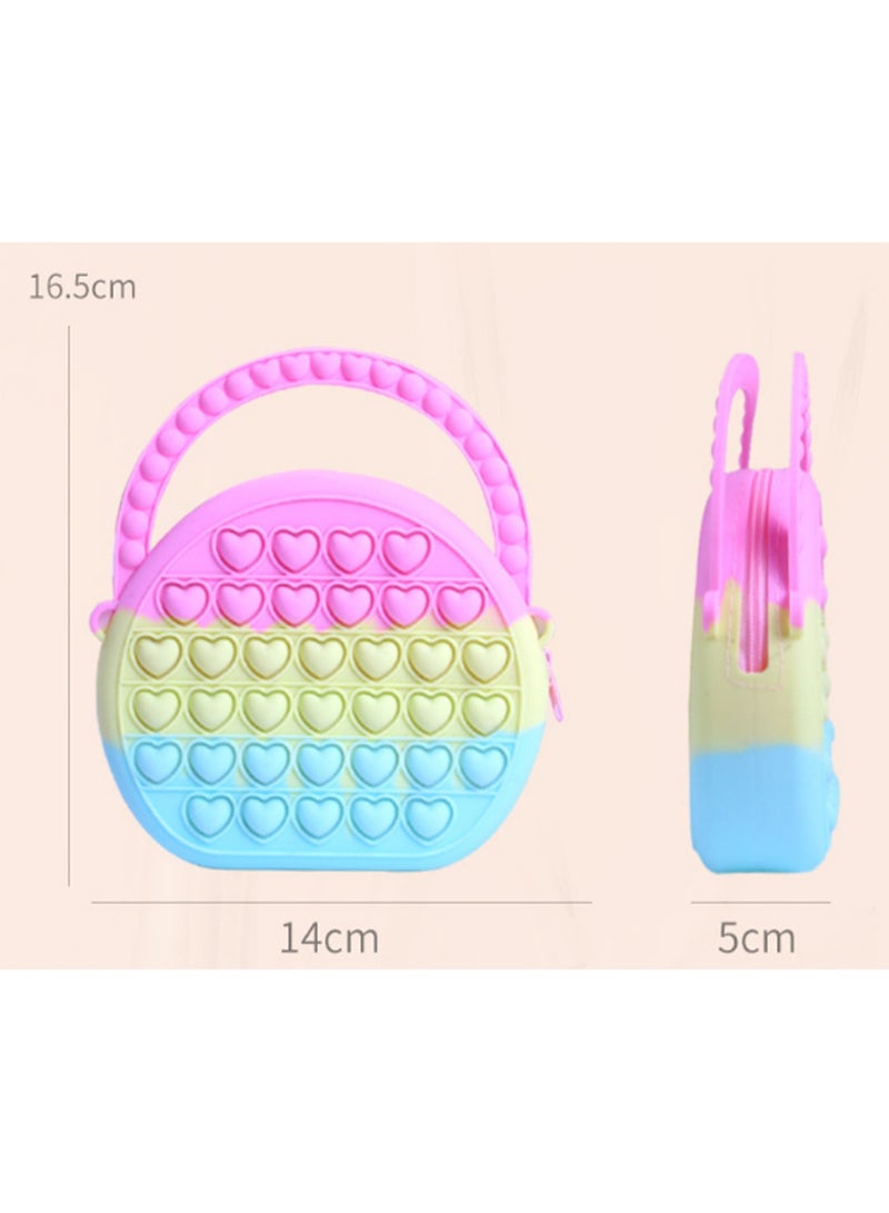 Half Circle Rainbow Color + Strap Pop Purse Bag Fidget Toy, Girls Sensory Pop Tote Bag, Push Bubble Stress Relief Purse Toy, Back To School Supplies, Kids Backpack Birthday Gift - Image 2