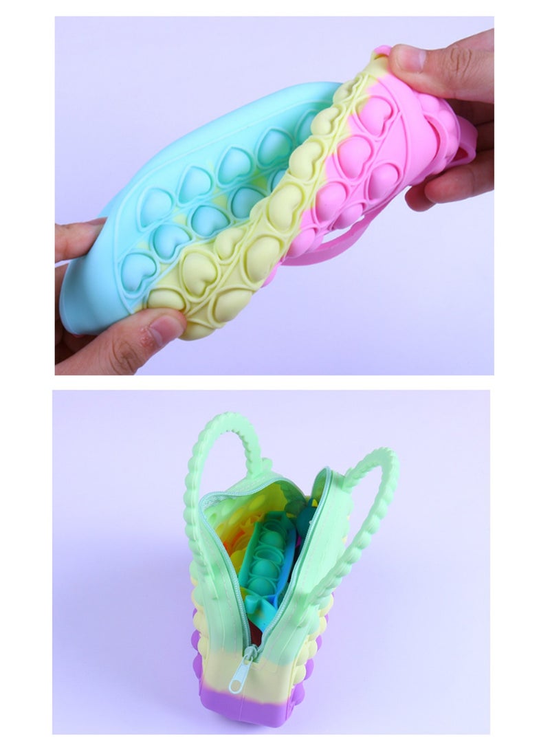 Half Circle Rainbow Color + Strap Pop Purse Bag Fidget Toy, Girls Sensory Pop Tote Bag, Push Bubble Stress Relief Purse Toy, Back To School Supplies, Kids Backpack Birthday Gift - Image 3