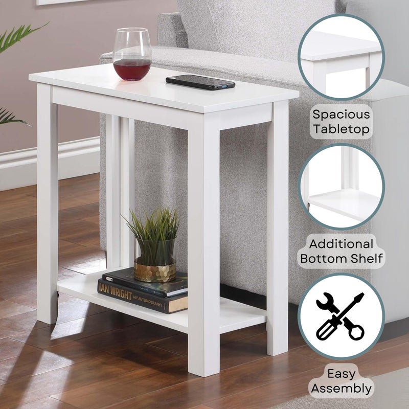 Convenience Concepts Designs2Go Baja Chairside End Table 23.75"- Modern Living Room Table with Storage Shelf, Transitional Bedside Table, White - Image 4