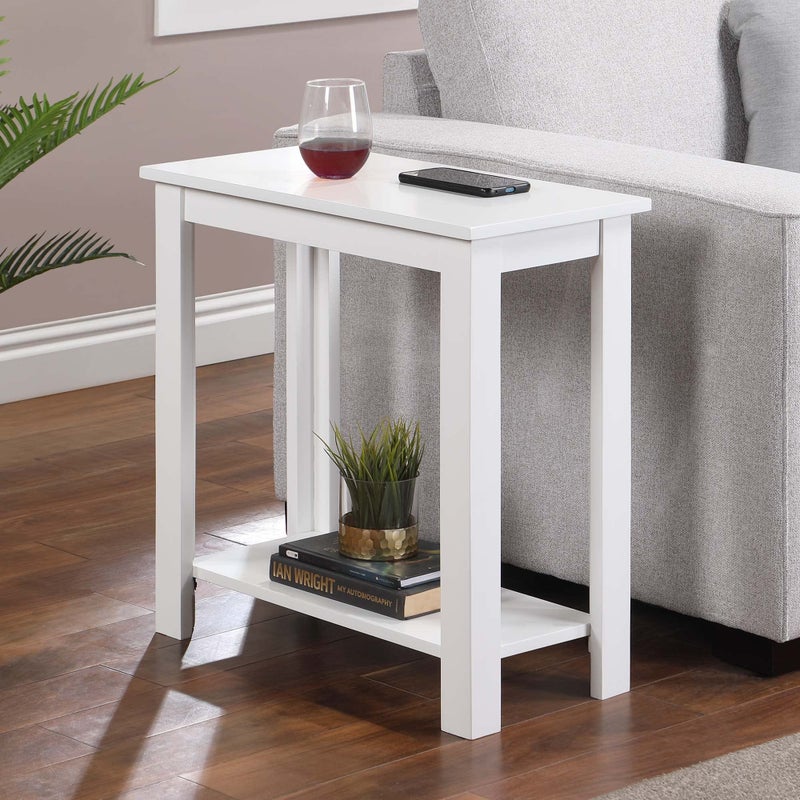 Convenience Concepts Designs2Go Baja Chairside End Table 23.75"- Modern Living Room Table with Storage Shelf, Transitional Bedside Table, White - Image 2