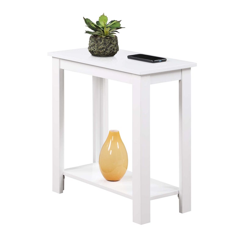 Convenience Concepts Designs2Go Baja Chairside End Table 23.75"- Modern Living Room Table with Storage Shelf, Transitional Bedside Table, White - Image 3