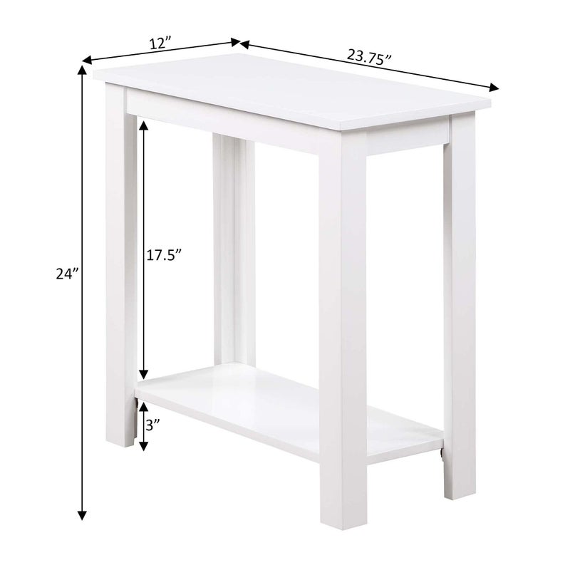 Convenience Concepts Designs2Go Baja Chairside End Table 23.75"- Modern Living Room Table with Storage Shelf, Transitional Bedside Table, White - Image 5