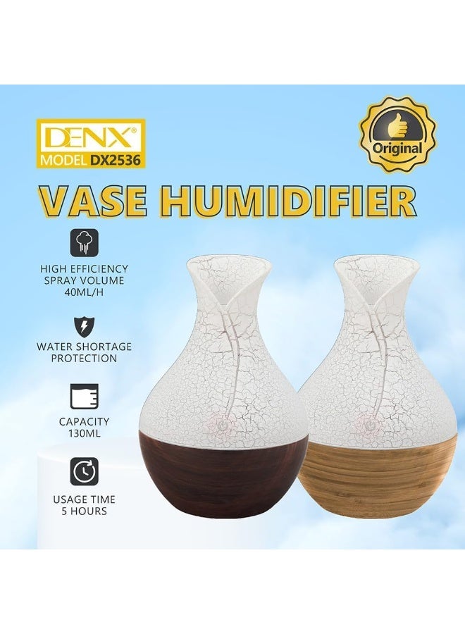 دينكس جهاز ترطيب الهواء DENX DX2536 بتصميم مزهرية، سعة 130 مل - مرطب هواء محمول يعمل بمنفذ USB، يوفر رذاذًا بمعدل 40 مل/ساعة، تشغيل فائق الهدوء، مصنوع من مواد ABS والأكريليك والسيليكون، مرطب هواء صغير الحجم وأنيق للمنزل والمكتب وغرفة النوم. - Image 3