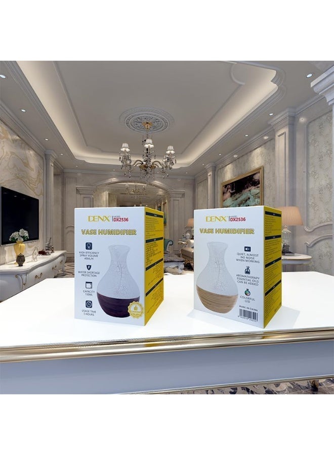 دينكس جهاز ترطيب الهواء DENX DX2536 بتصميم مزهرية، سعة 130 مل - مرطب هواء محمول يعمل بمنفذ USB، يوفر رذاذًا بمعدل 40 مل/ساعة، تشغيل فائق الهدوء، مصنوع من مواد ABS والأكريليك والسيليكون، مرطب هواء صغير الحجم وأنيق للمنزل والمكتب وغرفة النوم. - Image 1