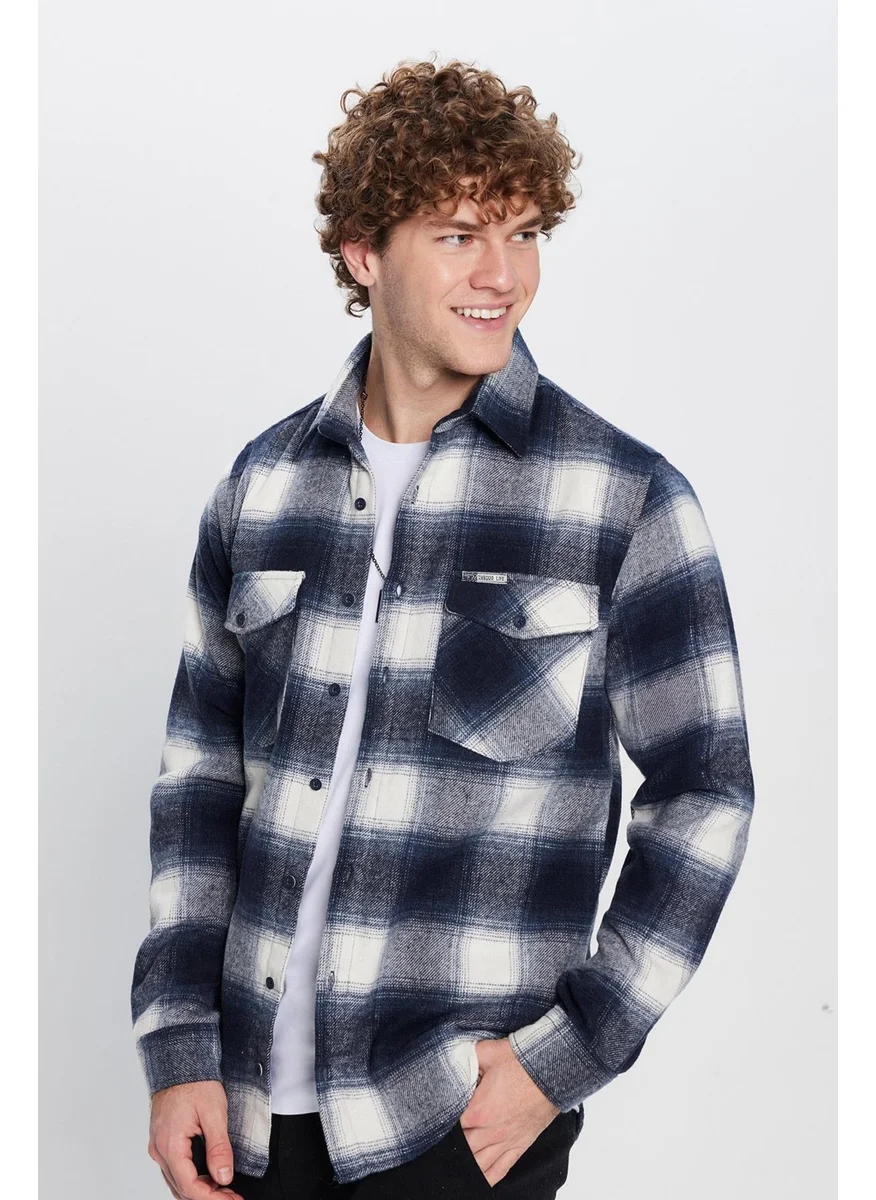 تودورس Men's Slim Fit Slim Fit Double Pocket Plaid Winter Lumberjack Shirt