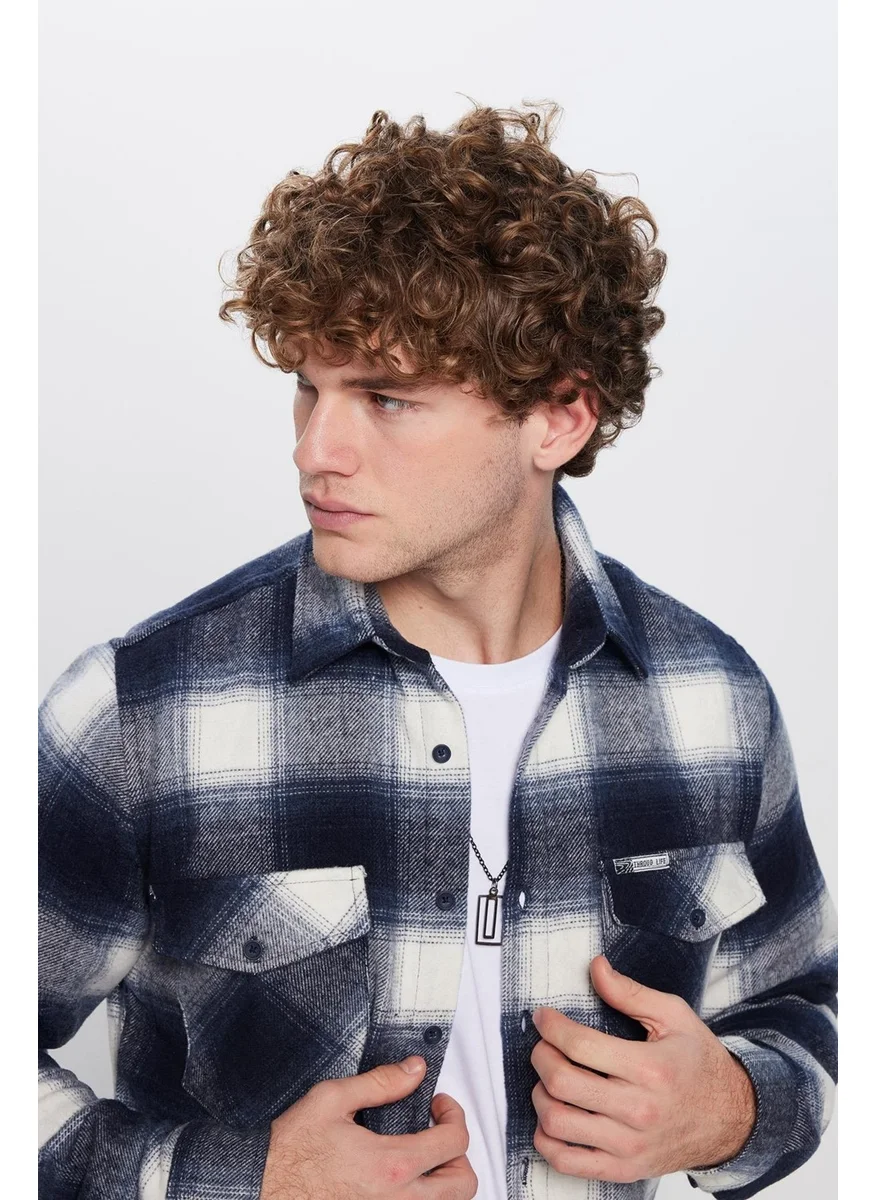 تودورس Men's Slim Fit Slim Fit Double Pocket Plaid Winter Lumberjack Shirt