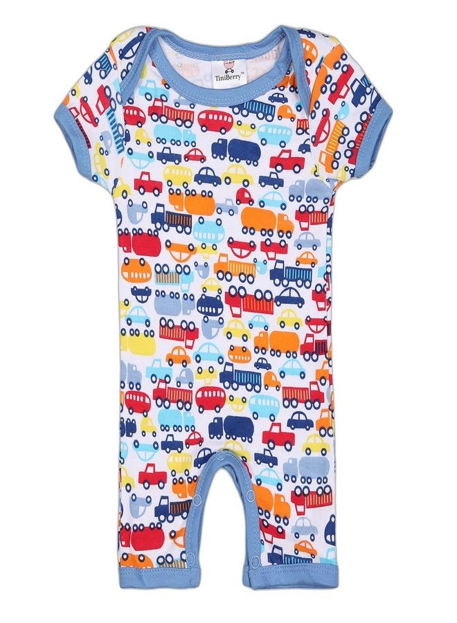 TiniBerry 100% Cotton Rompers/Sleepsuits/Jumpsuit/Bodysuit Night Suits for Baby Boys & Girls, Infants, New Borns (Pack of 3) (9 TO 12 MONTHS, LIGHT BLUE) - Image 2
