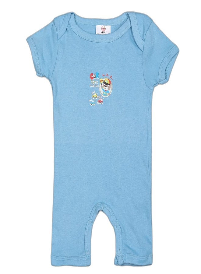 TiniBerry 100% Cotton Rompers/Sleepsuits/Jumpsuit/Bodysuit Night Suits for Baby Boys & Girls, Infants, New Borns (Pack of 3) (9 TO 12 MONTHS, LIGHT BLUE) - Image 3