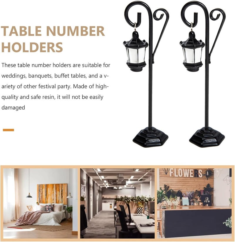 Miniatures Street Light Clip Metal Black Table Number Holder Stands Wedding Desktop Decoration Photo Clip Note Clamp - Image 3