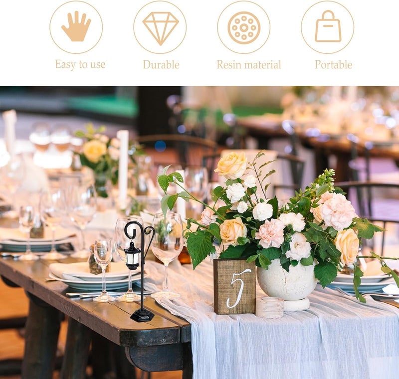 Miniatures Street Light Clip Metal Black Table Number Holder Stands Wedding Desktop Decoration Photo Clip Note Clamp - Image 2