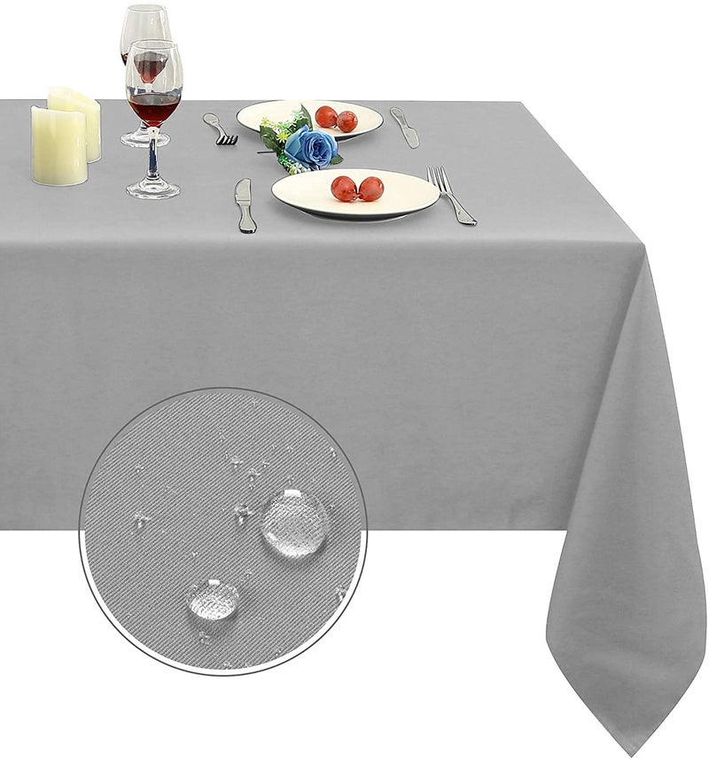 Obstal Obstal 210GSM Rectangle Table Cloth - Heavy Duty Water Proof Microfiber Tablecloth  Decorative Fabric Table Cover for Outdoor and Indoor Use (Silver  70 x 90 Inch)  - Image 1