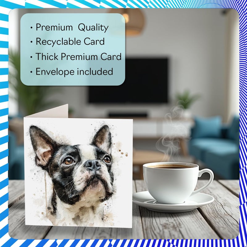 Stuff4 بطاقة عيد ميلاد Stuff4 Boston Terrier للرجال والنساء - سلالات الكلاب - بطاقة عيد ميلاد سعيد للزوجة والجدة والجدة والجار 5.7 بوصة بطاقات تهنئة Bday - Image 3