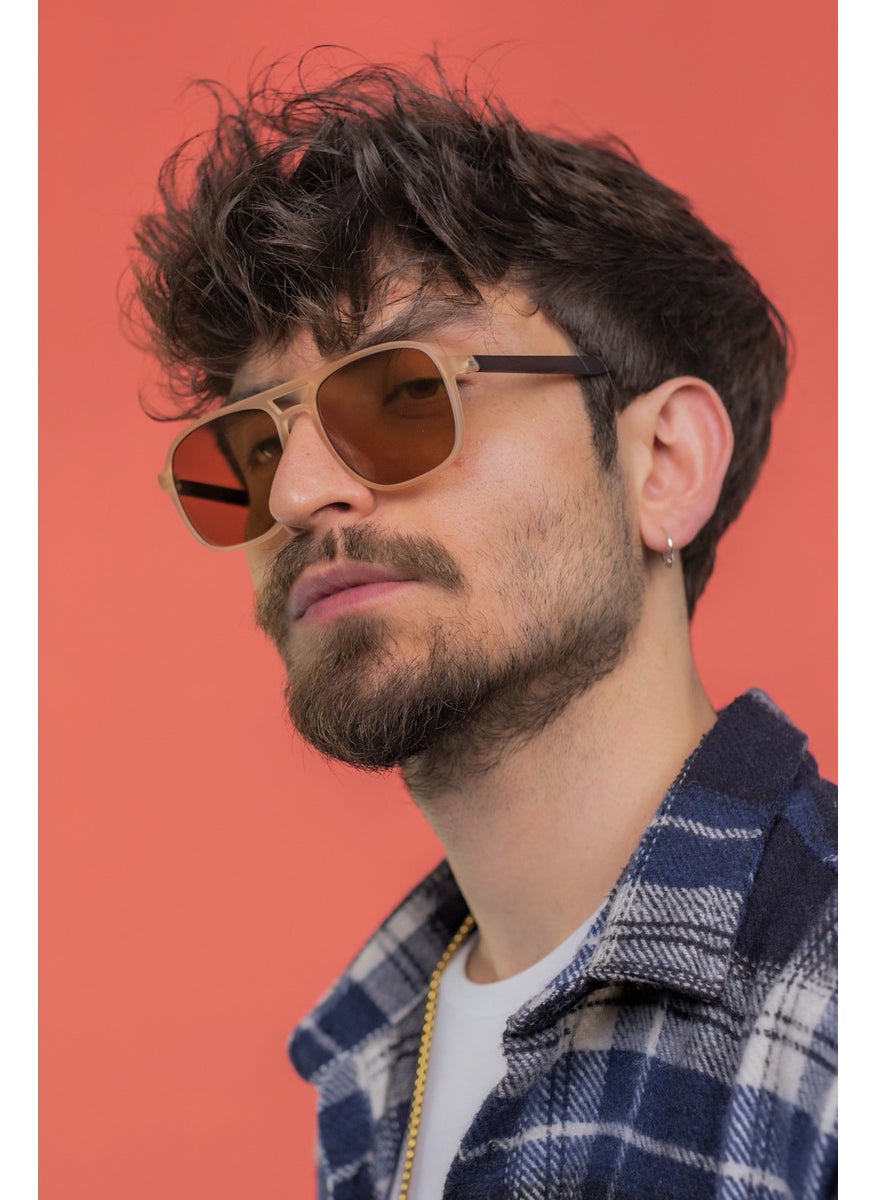 Focus On Asgard Matte Cream Brown Sunglasses  - Image 1