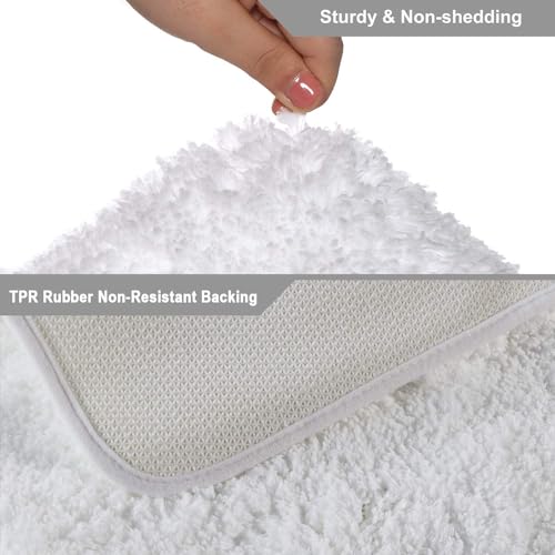 Seavish Luxury White Bath Rug, 2ft Shaggy Round Bathroom Rug,Non Slip Efficient Water Absorbent Machine Washable Tufted Circle Bath Mat Microfiber Soft Thick Plush Circular Rug Floor Carpet - Image 4