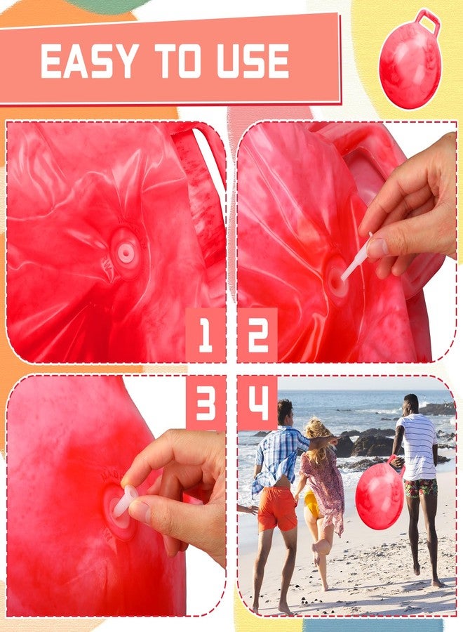 Poen 2 Pcs 29 Inch Hopper Bouncing Ball with Handle Jumping Bouncy Space Hopping Ball with Air Pump for Exercise (Marbled Red, Marbled Blue) - Image 4